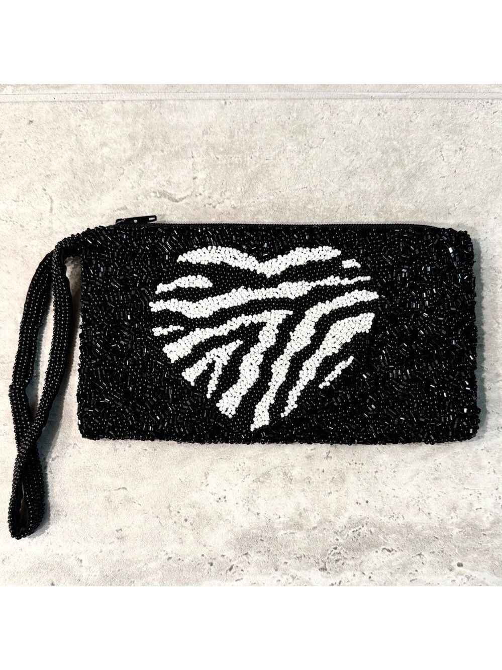 Moyna New York Zebra print Heat Beaded Wristlet